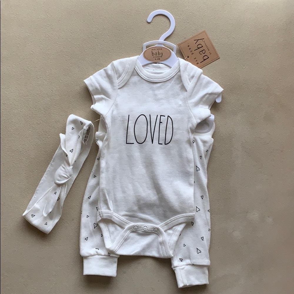 Brand new RAE DUNN onesie 3-pc set - LOVED